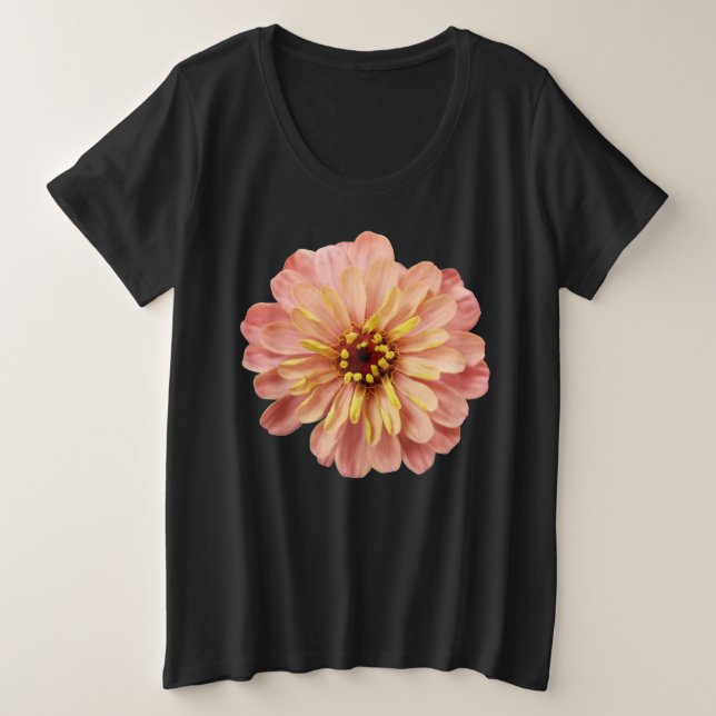 Zinnia Floral Flower Nature Photography Plus Size T-Shirt (Design Front)