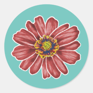Zinnia flower classic round sticker
