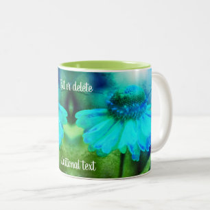Zinnia Flower Distressed Art Personalized Two-Tone Coffee Mug