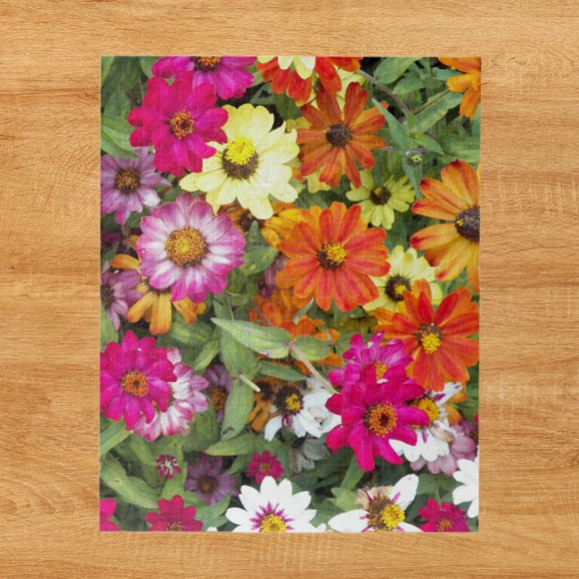 Zinnia Flower Garden Floral Jigsaw Puzzle (In Situ)