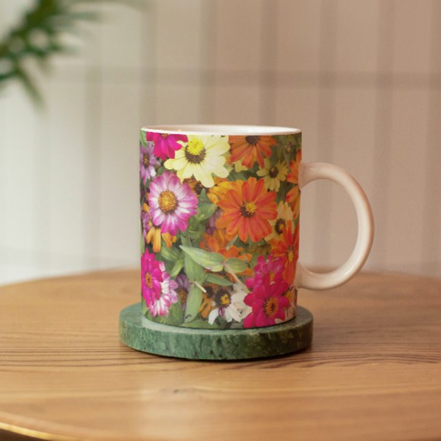 Zinnia Flower Garden Floral Mug (In Situ Coaster)