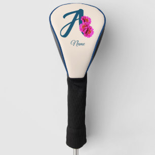 Zinnia Flowers Monogram Initial A Personalised Golf Head Cover
