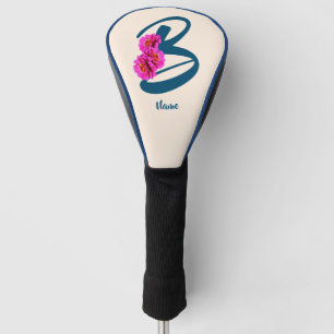 Zinnia Flowers Monogram Initial B Personalised Golf Head Cover