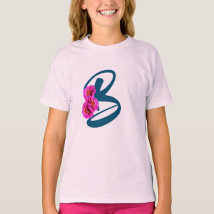 Zinnia Flowers Monogram Initial B  T-Shirt