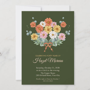 Zinnia Harvest Boho 40th Birthday Invitation