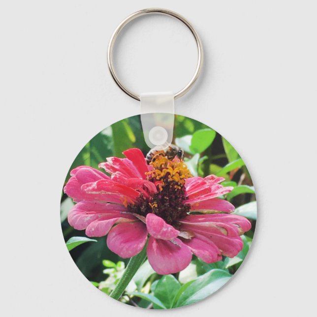 Zinnia Honey Bee Key Ring (Front)