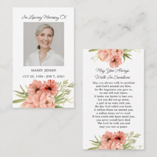 Zinnia Memorial Photo Funeral Prayer Card