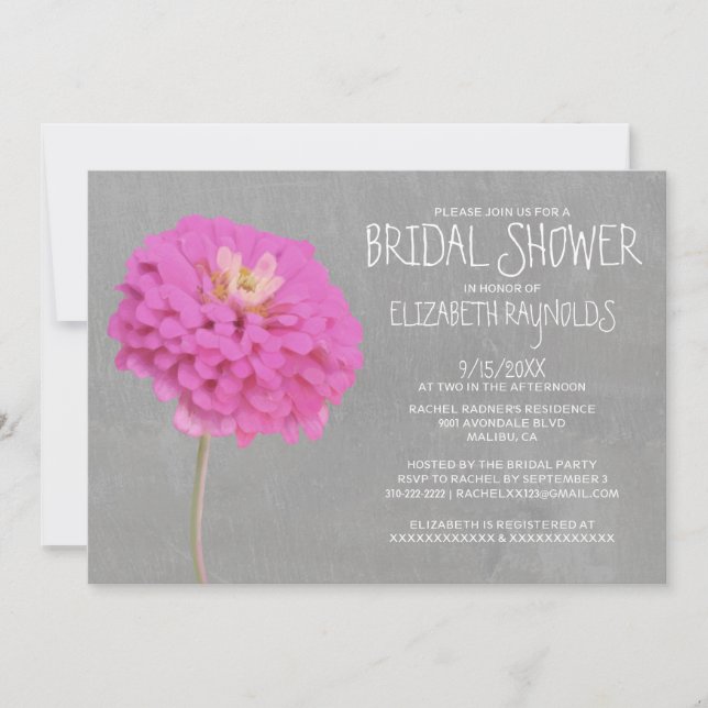 Zinnias Bridal Shower Invitations (Front)