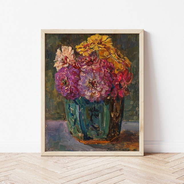 Zinnias in a Green Jar | Floris Verster Poster (Creator Uploaded)