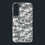 Zinnias, monochome on white samsung galaxy case<br><div class="desc">Hand- painted zinnia flowers vector pattern</div>