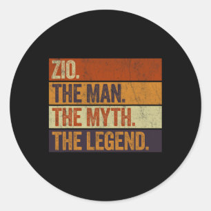 Zio The Man The Myth The Legend Funny Retro Father Classic Round Sticker