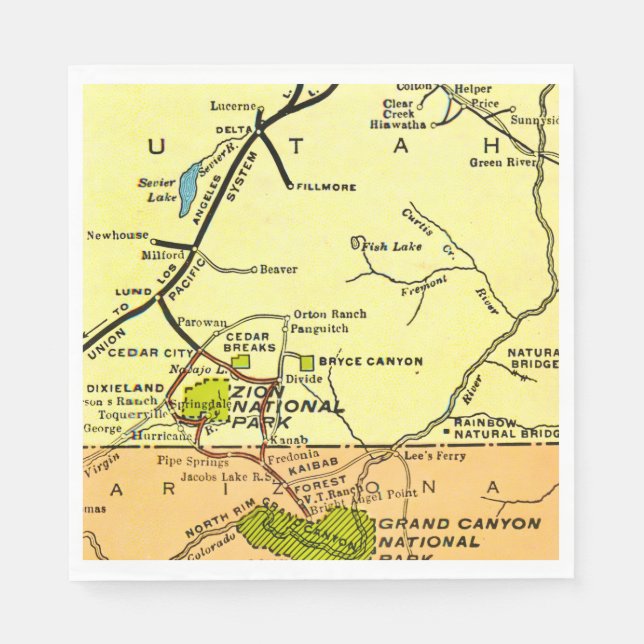 Zion - Bryce - Grand Canyon   Napkin (Front)