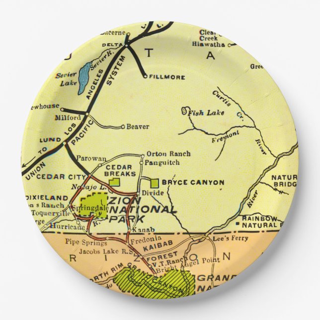 Zion - Bryce - Grand Canyon   Paper Plate (Front)