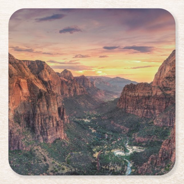 Zion Canyon National Park Square Paper Coaster (Front)