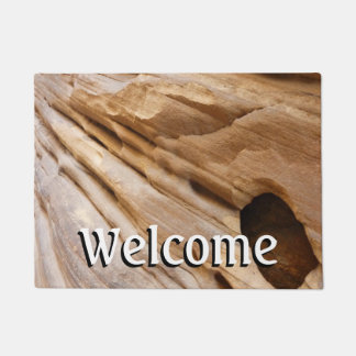 Zion Canyon Wall I Abstract Nature Photography Doormat