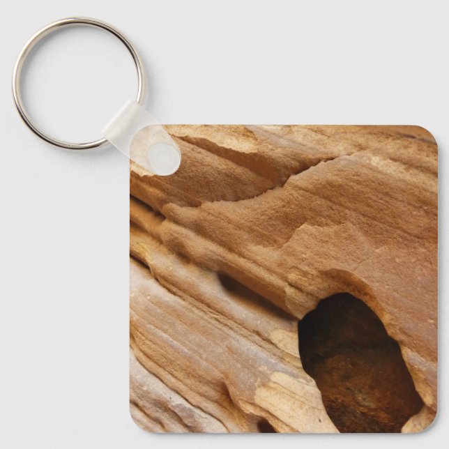 Zion Canyon Wall I Abstract Nature Photography Key Ring (Front)