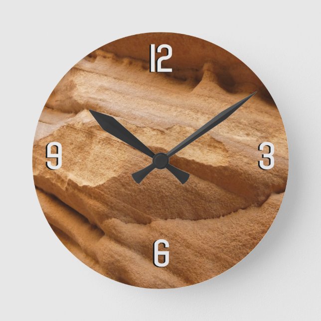 Zion Canyon Wall II Red Rock Abstract Photography Round Clock (Front)
