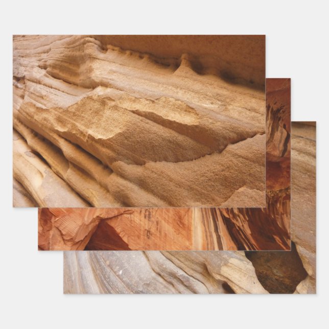 Zion Canyon Wall II Red Rock Abstract Photography Wrapping Paper Sheet (Set)