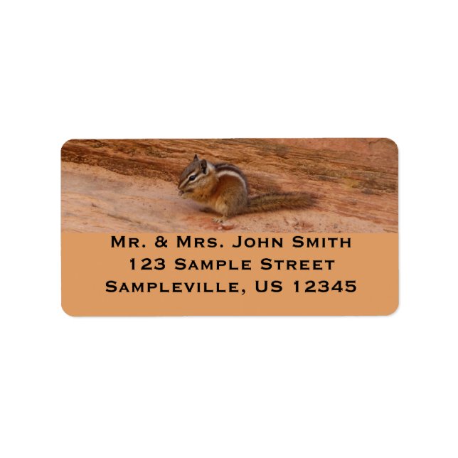 Zion Chipmunk on Red Rocks Label (Front)