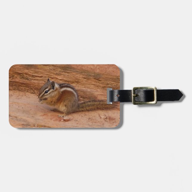 Zion Chipmunk on Red Rocks Luggage Tag (Front Horizontal)