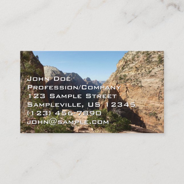 Zion from Angels Landing Trail Zion National Park Business Card (Front)