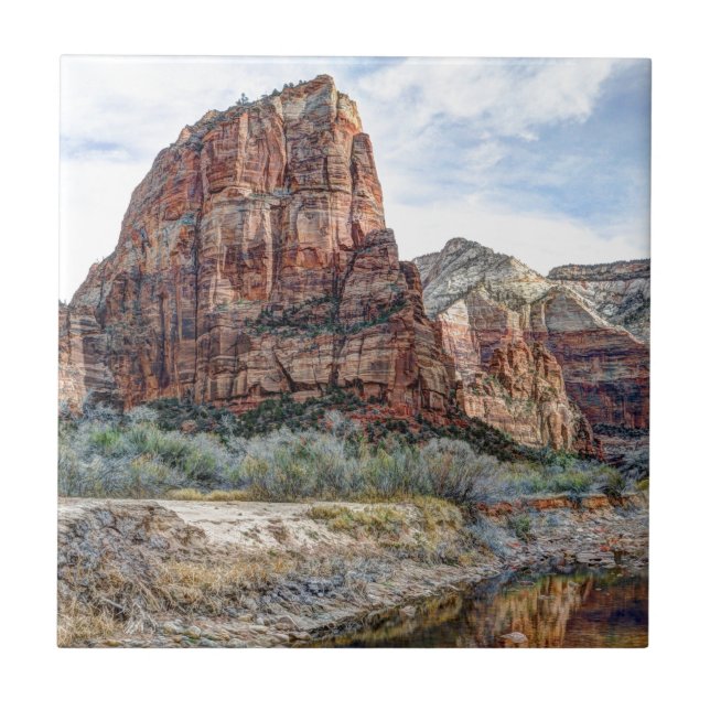 Zion National Park Angels Landing - Digital Paint Tile (Front)
