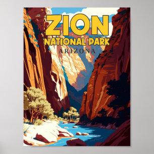 Zion National Park Arizona vintage travel Poster