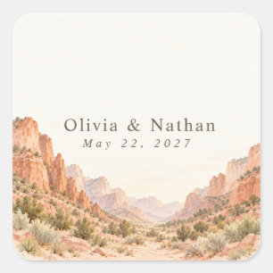Zion National Park Canyon Wedding Square Sticker