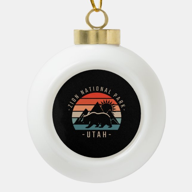 Zion National Park  Ceramic Ball Christmas Ornament (Front)