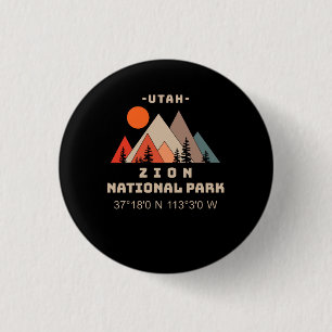 Zion National Park Coordinates 3 Cm Round Badge