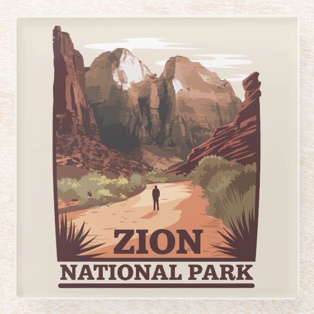 Zion National Park Glass Coaster (Front)