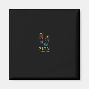 Zion National Park Hike Hiking Boot Print Vacation Magnet