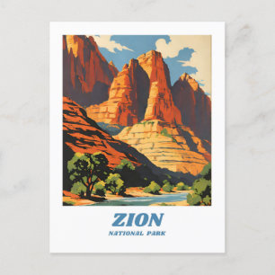 Zion National Park illustration retro Classical Postcard