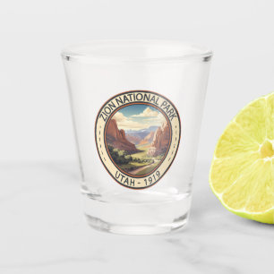 Zion National Park Illustration Travel Art Shot Glass