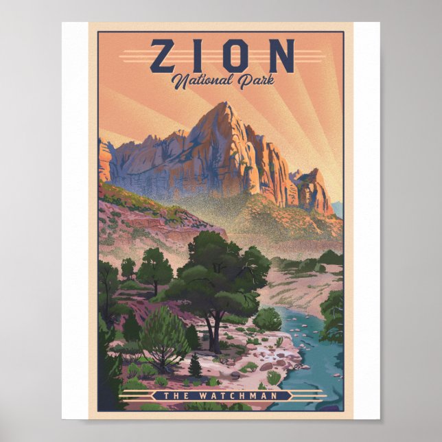 Zion National Park Litho Artwork Poster (Front)