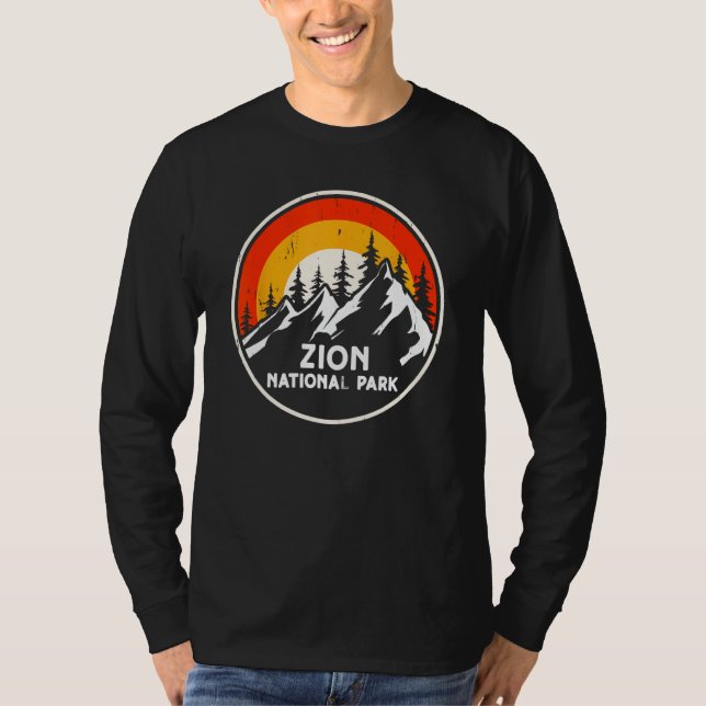 Zion National Park Mountain Trees & Sun Camping Hi T-Shirt (Front)