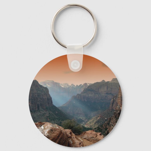 Zion National Park Mountains Landscape Key Ring (Front)
