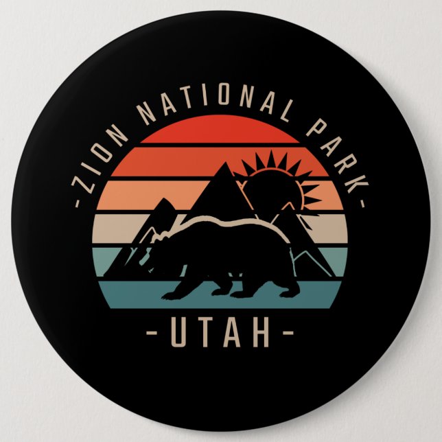 Zion National Park Retro 6 Cm Round Badge (Front)