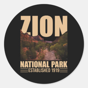 Zion National Park - Retro Hiking And Camping Love Classic Round Sticker