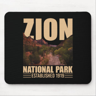 Zion National Park - Retro Hiking And Camping Love Mouse Pad