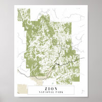 Zion National Park Retro Street Map