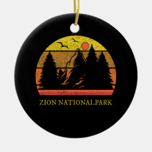 Zion National Park Retro Vintage Ceramic Tree Decoration