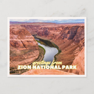 Zion National Park Retro Vintage USA Travel Postcard