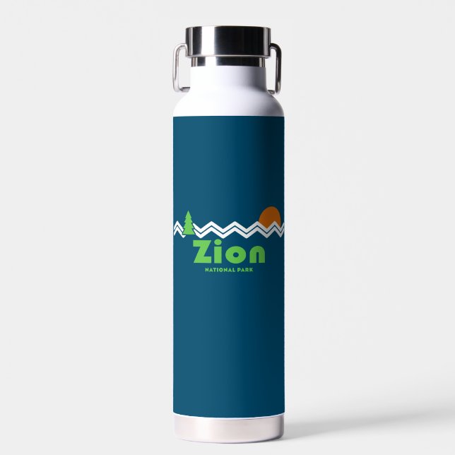 Zion National Park Retro Water Bottle (Front)