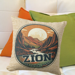 Zion National Park Scenic Logo Cushion