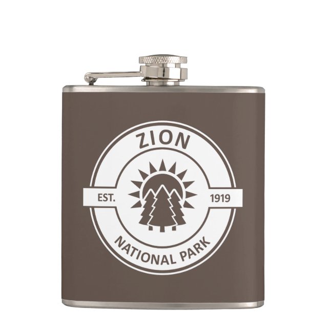 Zion National Park Sun Trees Hip Flask (Front)