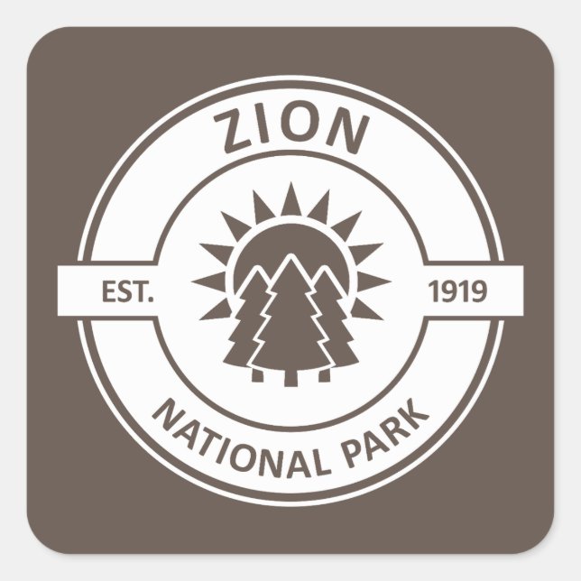 Zion National Park Sun Trees Square Sticker (Front)