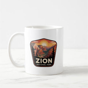Zion National Park Sunset Canyon Vintage Badge Coffee Mug