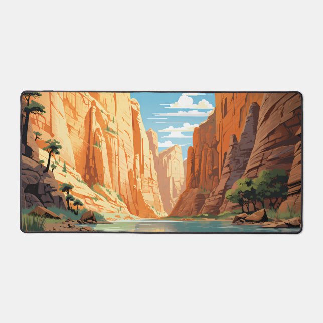 Zion National Park The Narrows Retro Art Desk Mat (Front)