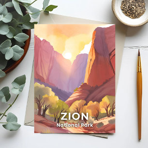 Zion National Park Travel Watercolor Postcard